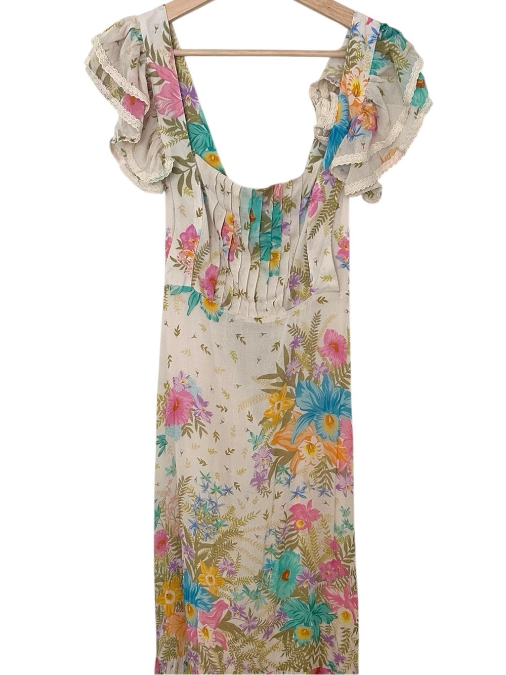 New SPELL Lei Lei Frill Gown - Cream Floral sz XL - Picture 5 of 15